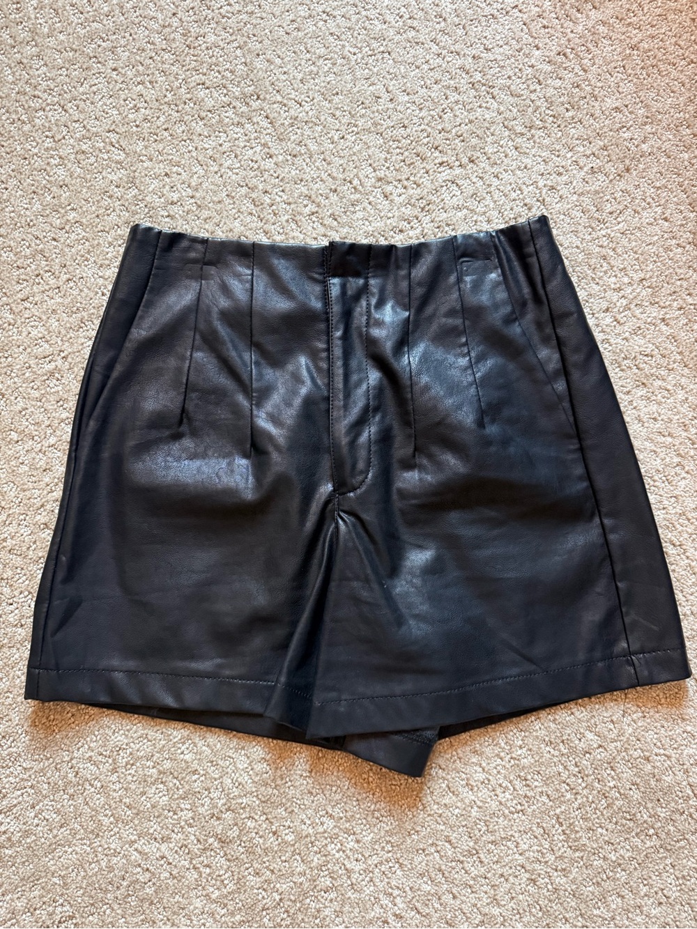 Boutique Black Faux Leather High-Waist Women’s Shorts